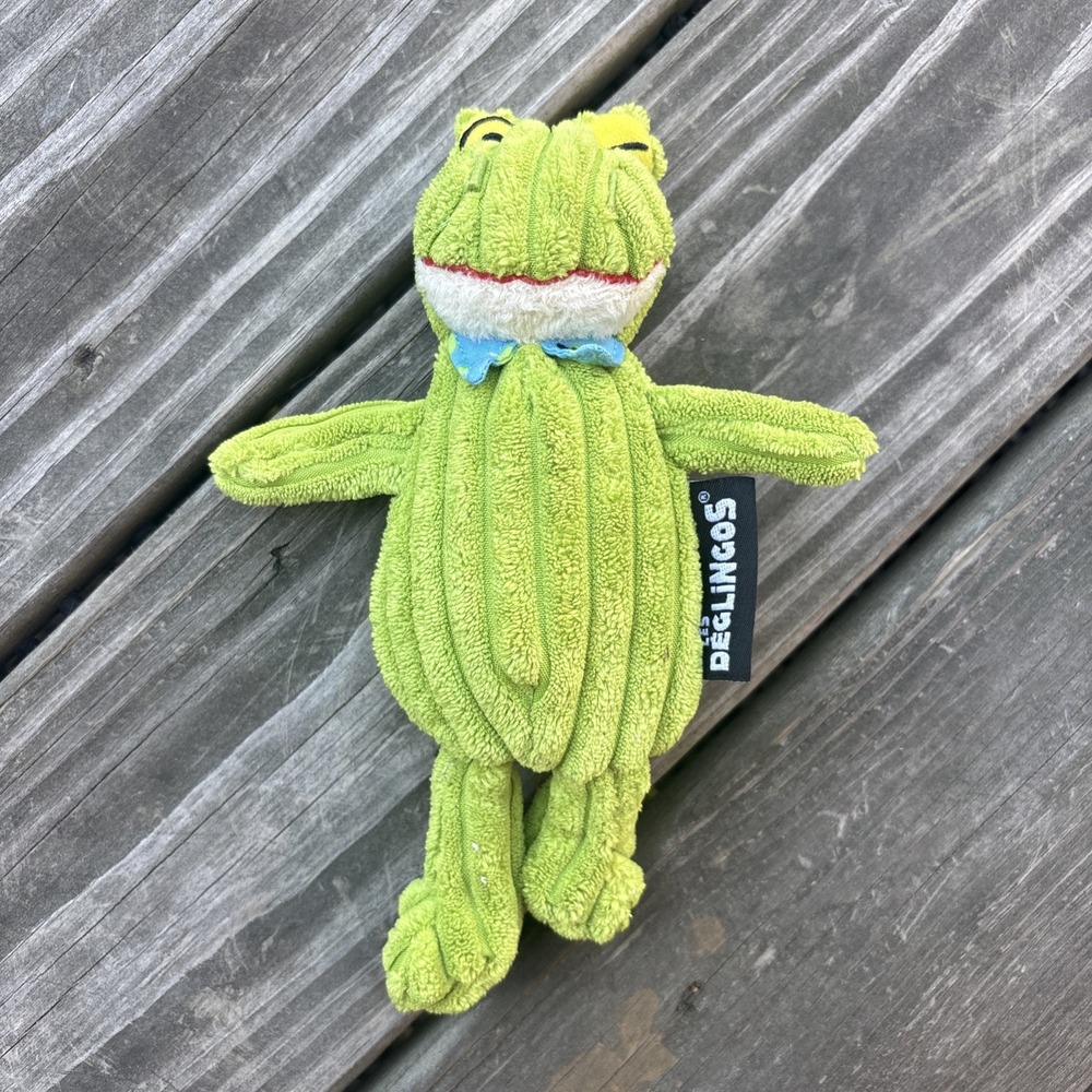 Les Deglingos Rare FROG Plush Green Ribbed Corduroy Stuffed Toy